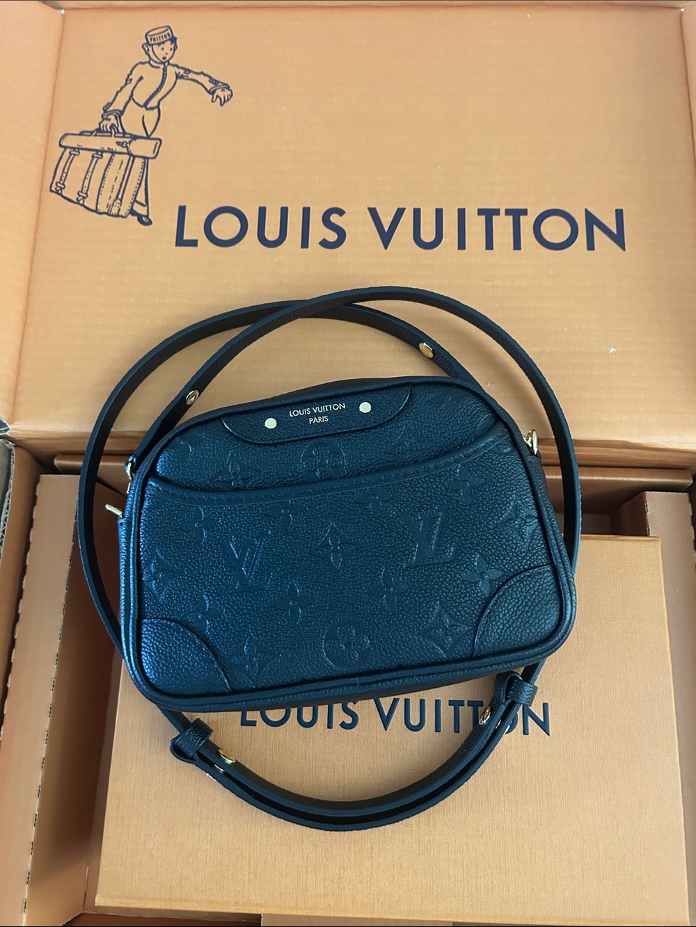 Louis Vuitton Black Embossed Monogram Crossbody Bag